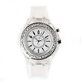 CdyBox Silicone Bling Women Men Watch LED Luminous Colorful Lights Sport Watches Wristwatch (White)