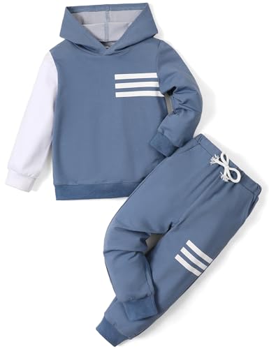 Image of Toddler Boy Clothes Long Sleeve Hoodie Sweatsuits Tops and Pants 2Pcs Boys Fall Winter Outfits Set