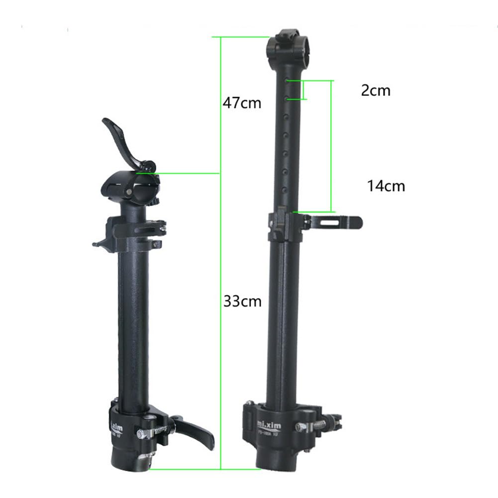ReachMall Attacco manubrio regolabile per bicicletta, pieghevole, in lega di alluminio, per barre da 31,8 mm e 25,4 mm, estensione in altezza da 0 a 14 cm, per strada di montagna, nero