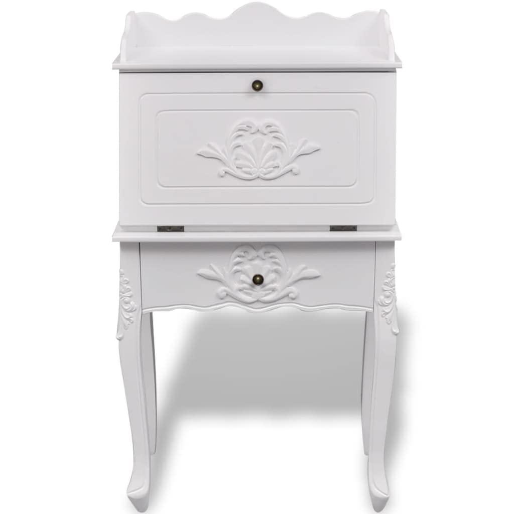 Segretario in legno, casa di campagna francese, bianco, 60 x 36,4 x 111 cm, con spazio di archiviazione, robusta e durevole, per casa, ufficio o camera da letto