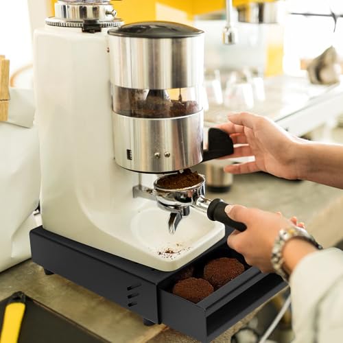Foto von Wakects Kaffee-Klopf-Box-Behälter, Edelstahl-Gummi-Kaffeemehl-Klopf-Box-Rest-Pulver-Eimer-Schublade Verdickter Espresso-Satz-Behälter für Home Cafe Shop 7,1 X 11 X 2 Zoll(Schwarz)