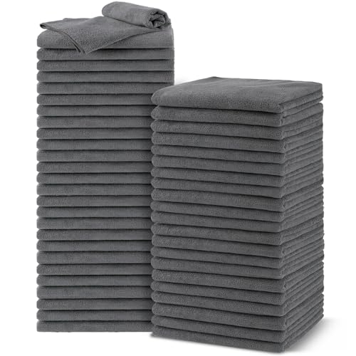Image of UNIMADE Salon Towels 48 Pack, Super Soft Microfiber Gym Towels, Highly Absorbent Hair-Drying Cloth for Gym, Bath, Spa Use and Home Beauty Care - Grey (16x29 inch)