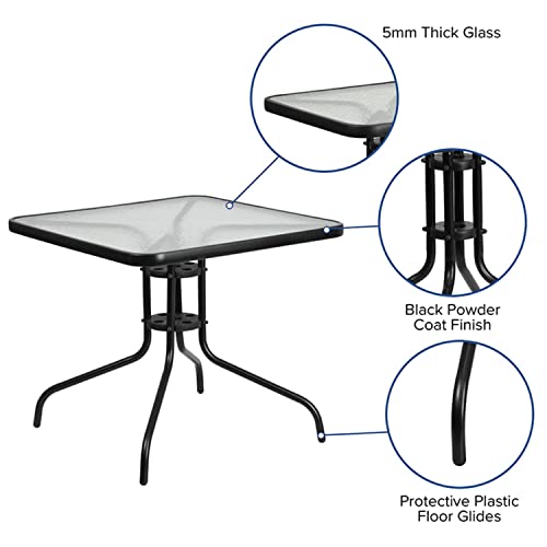Flash Furniture TLH-073A-2-GG Barker 31.5'' Square Tempered Glass Metal Table thumb #4
