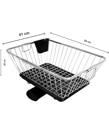 Image of Dish Drainer Basket for Kitchen | Utensil Stand for Kitchen | Dish Drying Rack with Drainer Bartan Stand Dish Rack with - 360 Degree Rotation Dish Drainer (Stainless Steel)