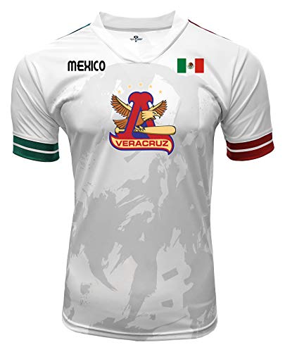 Jersey Mexico Aguilas de Veracruz 100% Polyester White/Grey_Made in Mexico (Large)