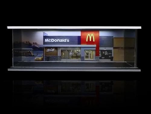 MOMOAO コンビニ シーン 1/64 建物 ジオラマ リアル 照明付き ミニ駐車場 コーヒー店 駐車場モデル デコレーション LED アクリル 飾り物 おしゃれ シーン装飾 駐車シーン付き 収納 組立式 駐車場 置物 コレクション ギフト ミニチュア