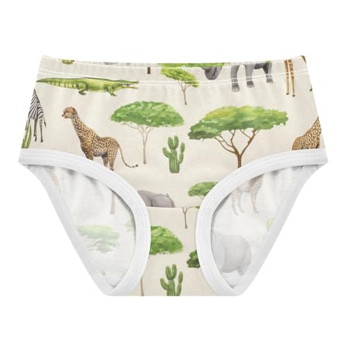 Toddler Underwear Custom 2t Cotton Girl Panties Cute Fun Print Briefs Underpants African Animals Giraffes Watercolor