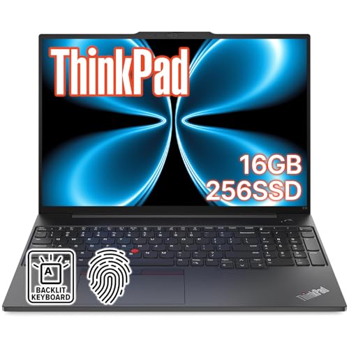Image of Lenovo ThinkPad E16 Business Laptop • Backlit Keyboard • Intel 10-Core i5-1335U (Beat i7-1255U) • 16GB RAM • 256GB SSD • 16 inch WUXGA Display • Fingerprint Reader • Thunderbolt 4 • Windows 11