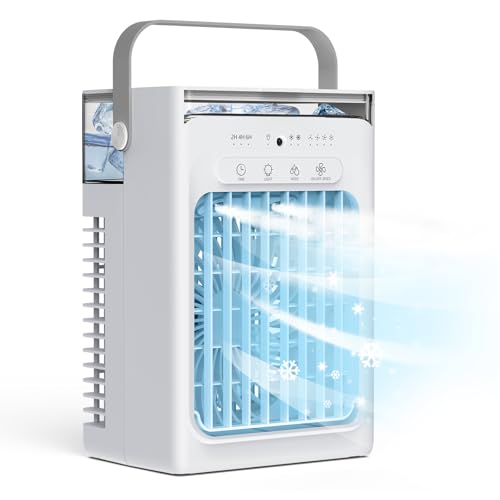 Portable Air Conditioners, 3-in-1 Portable AC Unit, Personal Mini Air Conditioner With 1000ml Water Tank, 2/4/6H Timer, USB Charging Small Cooling Fan (Include 5V 2A Adapter) For Indoor Office Bedroom