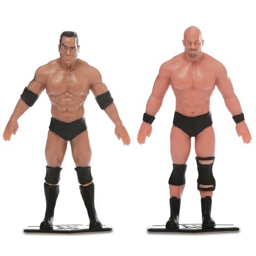 TCG Toys FleXfigs: The Rock & Stone Cold Steve Austin - 2 Character Pack - Articulated Action Figures