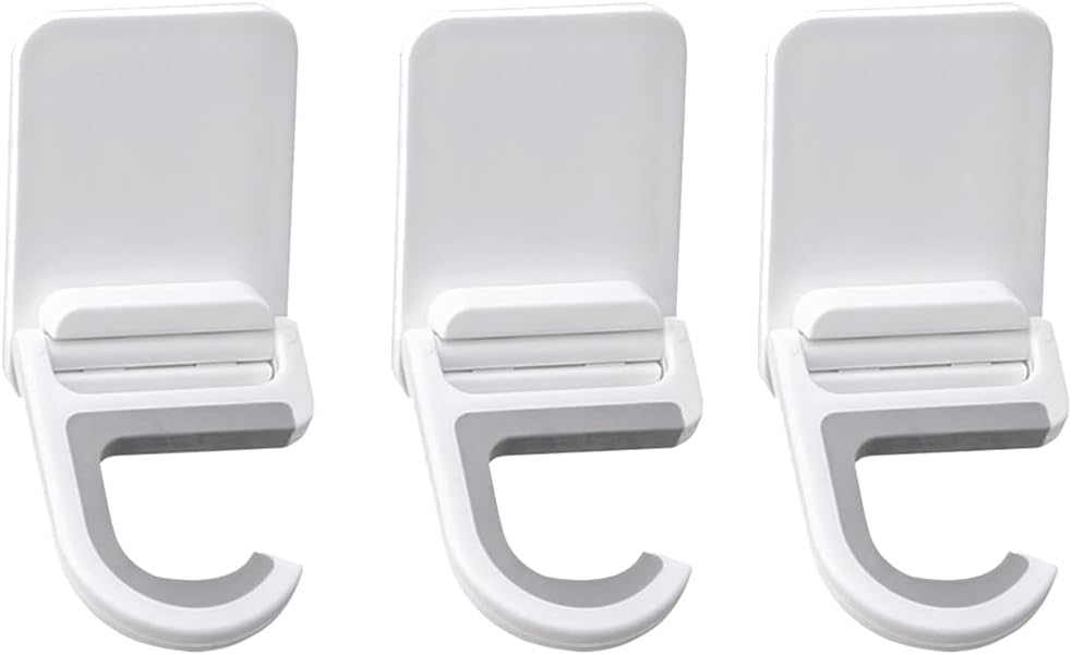 Hemobllo Punch Free Mop Hooks 3-Pack Adhesive Wall Mounted Mop Holder for Brooms Cleaning Tools Foldable No Drilling Waterproof Organizer for Kitchen Bathroom