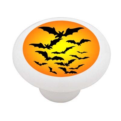 Gotham Decor Halloween Bats White Ceramic Drawer Knob