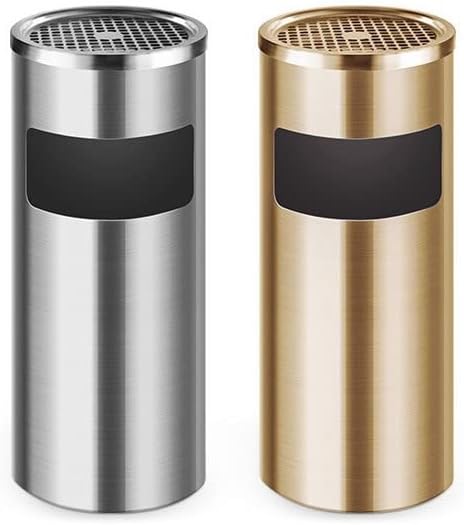 Miniatura 3 de Basurero vertical redondo de acero inoxidable para cocina, hotel, centro comercial, ascensor, pasillo, bote de basura con cenicero, oficina en casa,