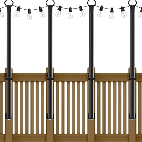 NUERPO 4 Pack String Light Poles,5Ft Metal Poles with Fork for Outdoor String Lights,Outdoor Light Poles with Fork,Poles/Post/Stand for Outside,Patio,Deck,Backyard,Garden Wedding,Party Cover