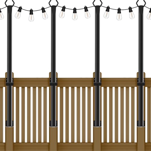 NUERPO 4 Pack String Light Poles 5Ft Metal Poles for Outdoor String Lights Outdoor Light Poles with Post Poles/Stand for Outside Patio Deck Backyard Garden Wedding Party