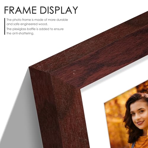 Image of DUENPY 12x16 Picture Frame 5x7 Collage Picture Frame Displays Four 5x7 inch Photos or 12x16 (Without Mat) for Available Horizontal Wall Mounting Display and Vertical Redwood