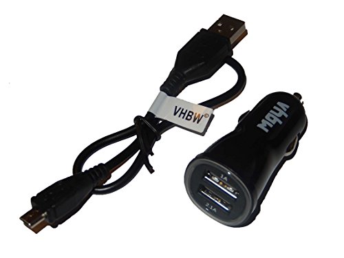 Chargeur câble Allume-Cigare Double USB Noir vhbw 3.1A pour Blackberry Playbook 32GB, Playbook 64GB, Z10, Q10, 9981, Q5, Z30