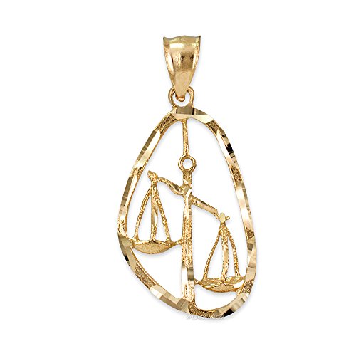 14K Yellow Gold Libra Zodiac Sign DC Pendant