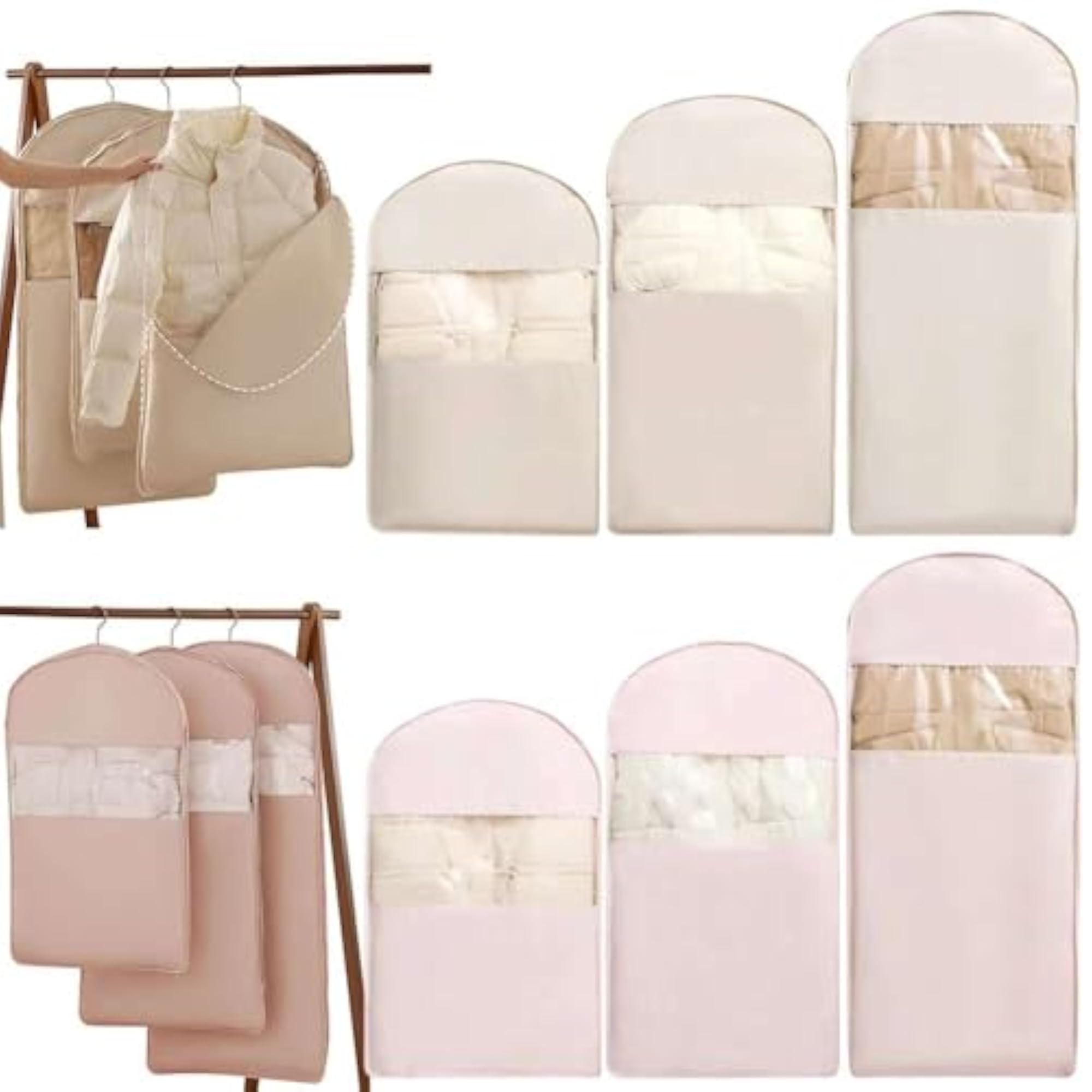 Space-Saving Hanging Garment Bag with Zipper