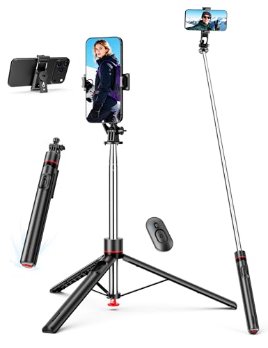 70'' Automatic Tripod, Extendable Selfie Stick Phone with Magnetic Remote & 1/4' Screw Camera Tripod Lightweight Travel Tripod for Cell Phone Compatible with iPhone 17-12 Series/Android