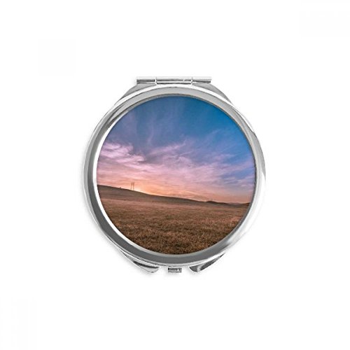 Miroir rond maquillage de poche au motif de rose et ciel coloré
