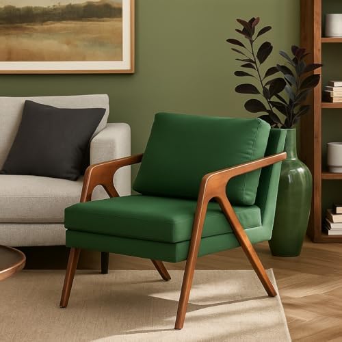 Poltrona Mona Luxo em Madeira Estofada em Veludo - Verde