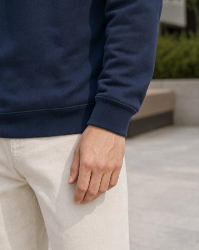 Image of Nobero Sweatshirts for Man Stylish | 280 GSM Rich Cotton Fleece Solid Regular Fit Full Sleeve Sweatshirt for Men | Stylish Casual Wear Winter Crew Neck Sweatshirt for Men