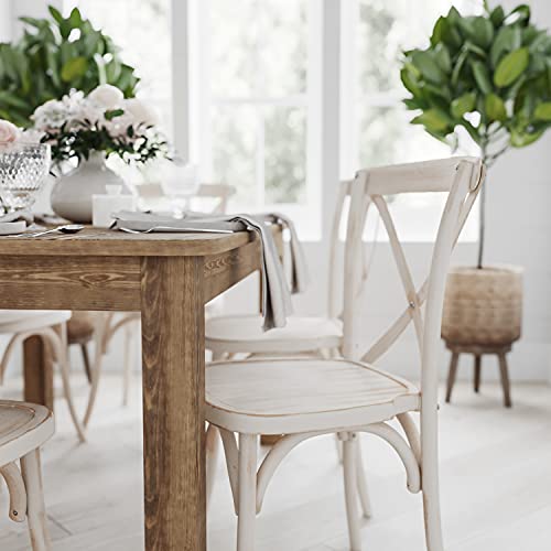 Merrick Lane Jessamine 60" X 38" Rectangular Antique Rustic Solid Pine Farm Dining Table #TOP3