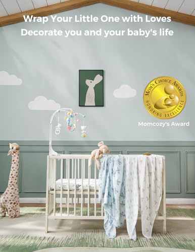 Image of Momcozy Muslin Swaddle Blanket, 4 Pack Ultra Soft Neutral Swaddle Blankets, Breathable Large 47'' x 47'' Baby Essentials, Receiving Blanket for Boys Girls, Whispering Bears & Elephants