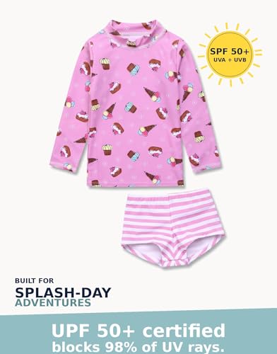Image of VAENAIT BABY Girls Rash Guard Swimsuit UPF 50+ Long Sleeve Toddler Bathing Suit Ribbon Stawberry Floral Fruit for 2~8Years