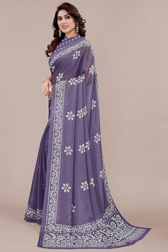 Image of MIRCHI FASHION Saree for Woman Chiffon Batik Printed | Lightweight Daily Wear Women's Office Sari with Blouse Piece (Available in 40 Colours)
