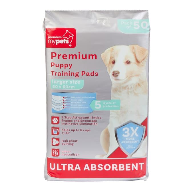 FAHAAM Premium Puppy Training Pads 50 Pack, Pee Pads for Dogs Potty Training, Absorbent pads, Dog Training pads, Toilet Pee Mat, Anti-Slip and Disposable Incontinence Bed Pad. (60 x 60 cm)