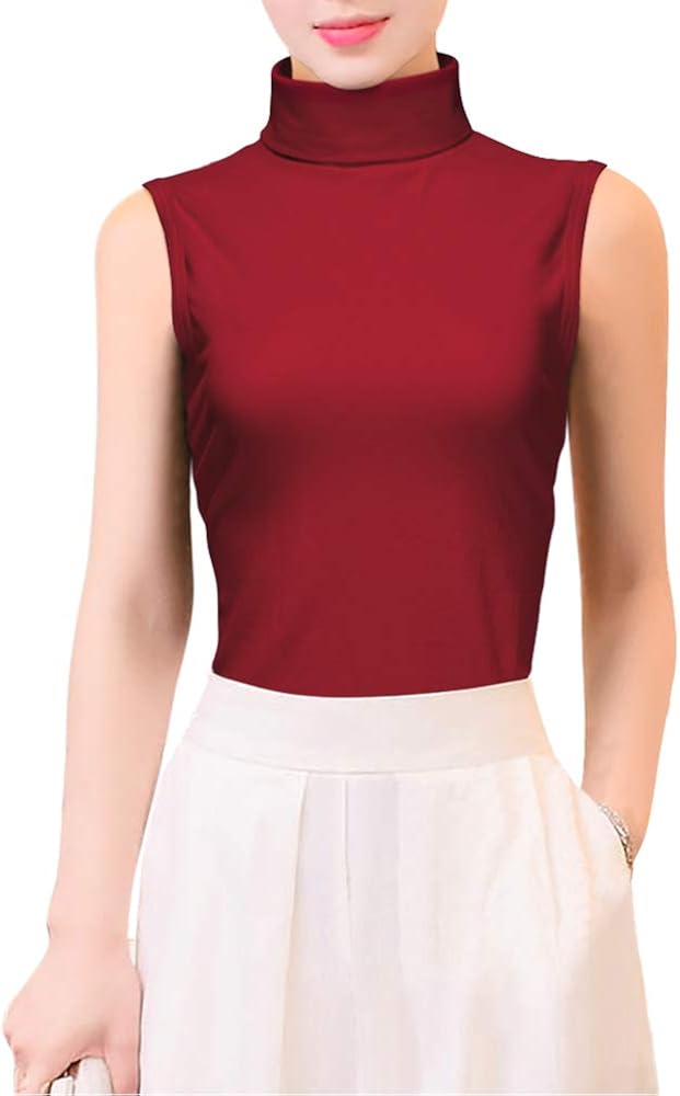 Sleeveless cotton turtleneck Clearance