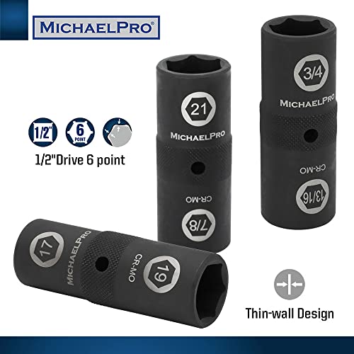 MichaelPro MP005022 1/2-inch Drive Impact Flip Lug Nut Socket Set, Includes 17mm, 19mm - Image 4