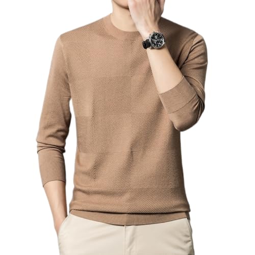 Men's Round Neck Wool Knit Sweaters for Middle Age in Spring and Autumn