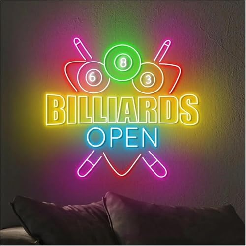 Néon signe Billiards de 63,5cm avec boule lumineuse pour une décoration murale de jeu vibrante - 3