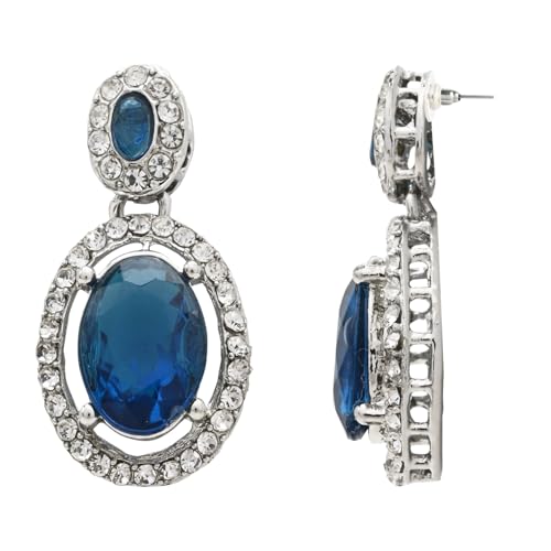 Image of I Jewels Silver Plated Stylish Design Crystal Diamond Necklace With Earrings & Maang Tikka Jewellery Set for Women