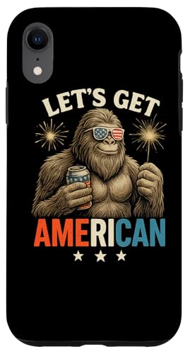 Lets Get American Bigfoot Patriotic US Flag 4th Of July Hülle für iPhone XR