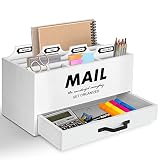 Farmhouse Mail Organizer, Desktop Mail Holder Letter Sorter, Office Desk Accessories Organizer, Coun