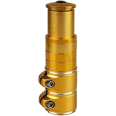 AMYIPO Bicycle Fork Stem Extender Bike Handlebar Neck Extender Aluminium Alloy Stem Riser 1-1/8" 28.6mm Fork Aluminum Black (Gold) Cover