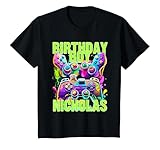 bambino nicholas birthday boy videogioco compleanno gamer nicholas maglietta
