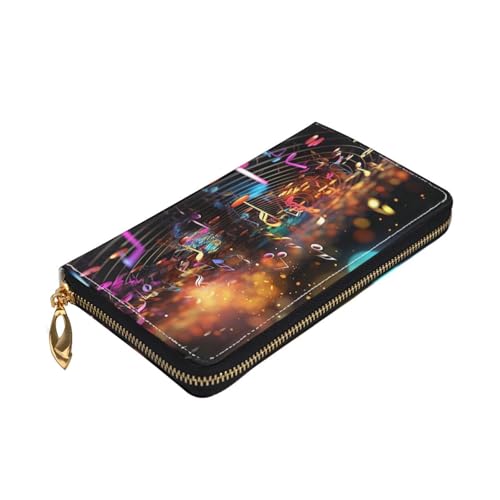 Colorful Music Notes Women's Wallet Large Capacity Credit Card Holder Zip Phone Clutch Ladies Travel Purse3