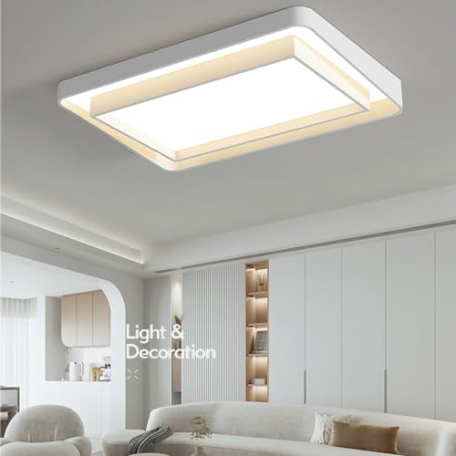 Plafonnier LED moderne double couche : fini les salons sombres, format 96x65cm - 4