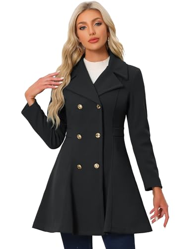 Allegra K Fall Coats for Women 2025 A-Line Double Breasted Lapel Collar Long Winter Pea Coat