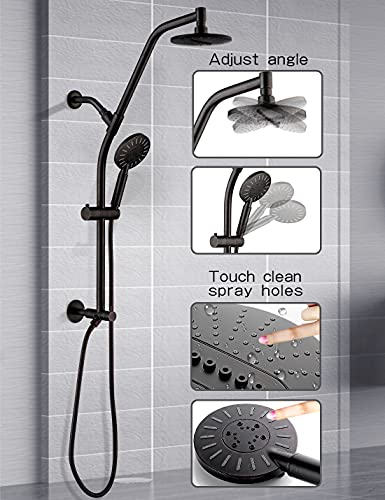 Bright Showers Rain Shower Head Combo With High Pressure Handheld Shower Head And Solid Brass Rail And Diverter Brass Shower Column And Height Adjustable Slider Oil Rubbed Bronze #TOP2
