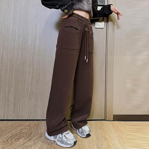 Kids Girls Baggy Straight Sweatpants Wide Leg Elastic High Waist Joggers Athletic Pants Casual Comfy Soft Trouser3