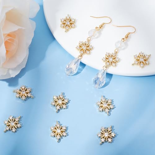 Beebeecraft Snowflake Charms Real 18K Gold Plated Brass Cubic Zirconia Christmas Snow Connector for DIY Bracelet Jewelry Making - Image 4