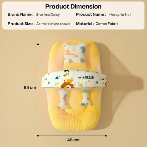 Image of StarAndDaisy Baby Carry Nest with Mosquito Net | Portable Baby Lounger for Infants (0-12 Months) | Foldable & Lightweight Travel Bed Soft & Breathable Fabric (Kangaroo Print)
