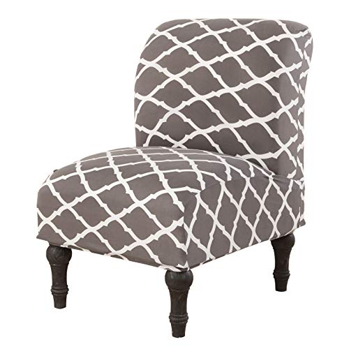 Elehealthy Stretch Armless Chair Slipcovers, Water-Repellent Armless Accent Chair Covers Portector Removable Washable for Living Room Hotel Restaurant (C-Grey02, 1 PCS)