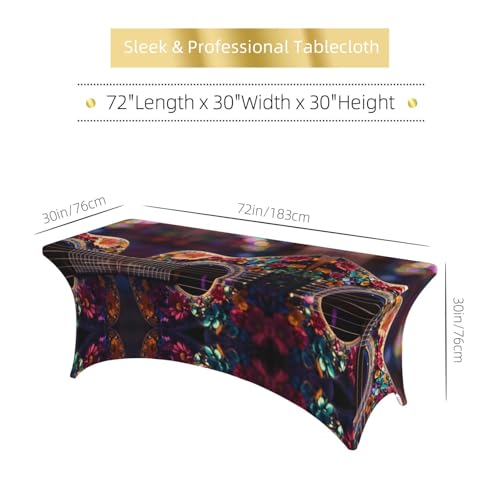 Housse de table rectangulaire extensible 1m80 imprimé guitares EdWal - 7